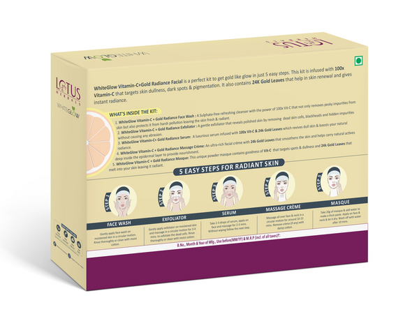 WhiteGlow Vitamin C + Gold Radiance Facial Kit(4 in 1)