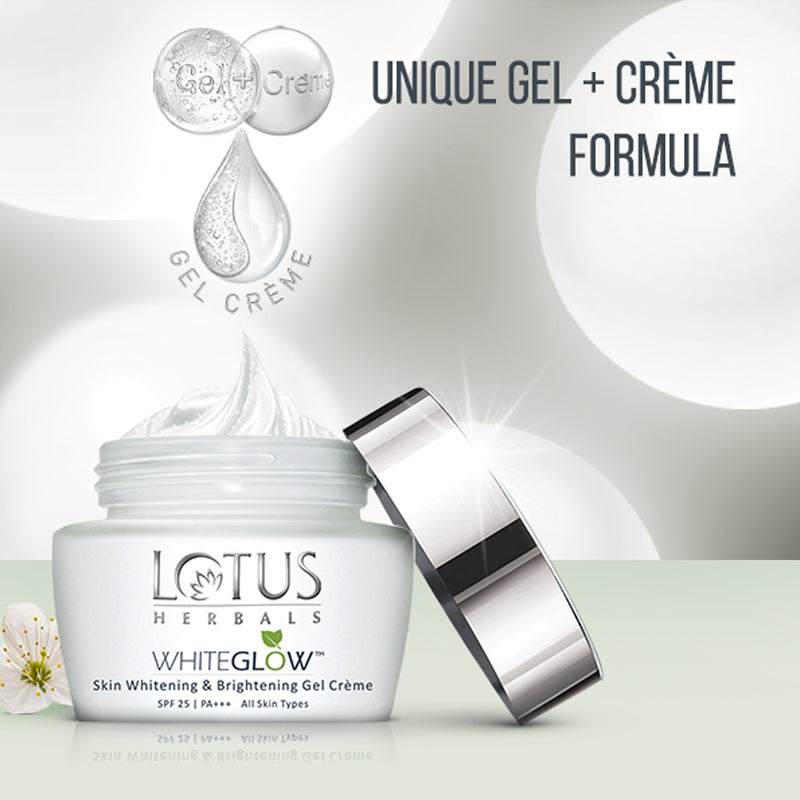 Unique Gel + Creme Formula - WHITEGLOW Skin brightening Gel Cream SPF 25 PA+++