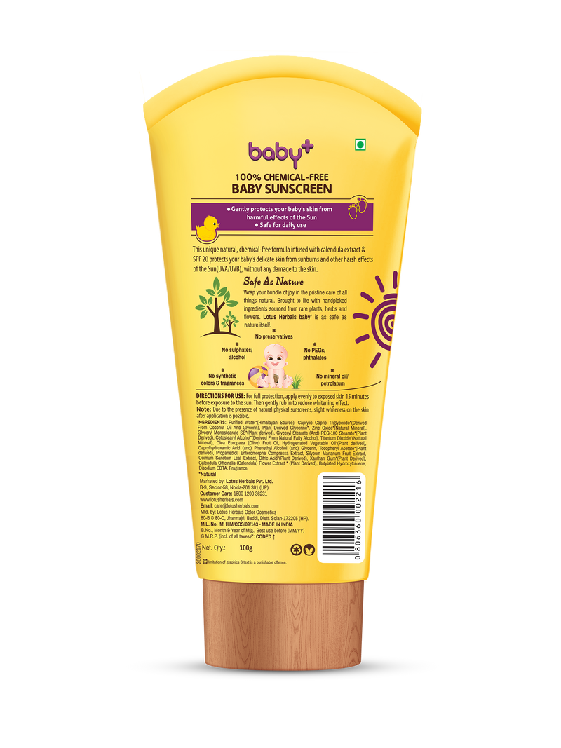 Lotus BABY+ SUNSCREEN SPF 20 PA+++ With Calendula Extract