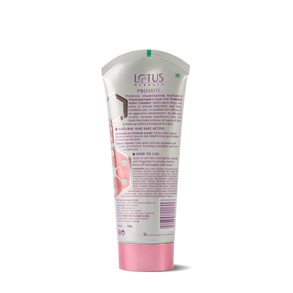 Lotus Herbals Probrite Illuminating Radiance Sulphate Free Cleansing Foams